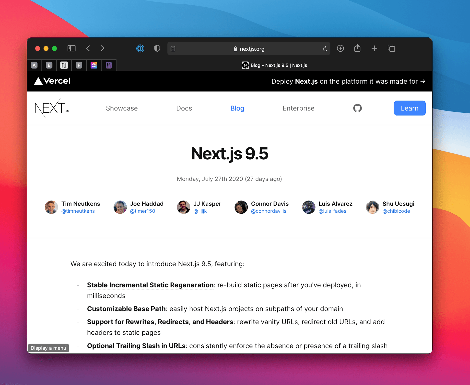 NEXT.js 9.5 is out...